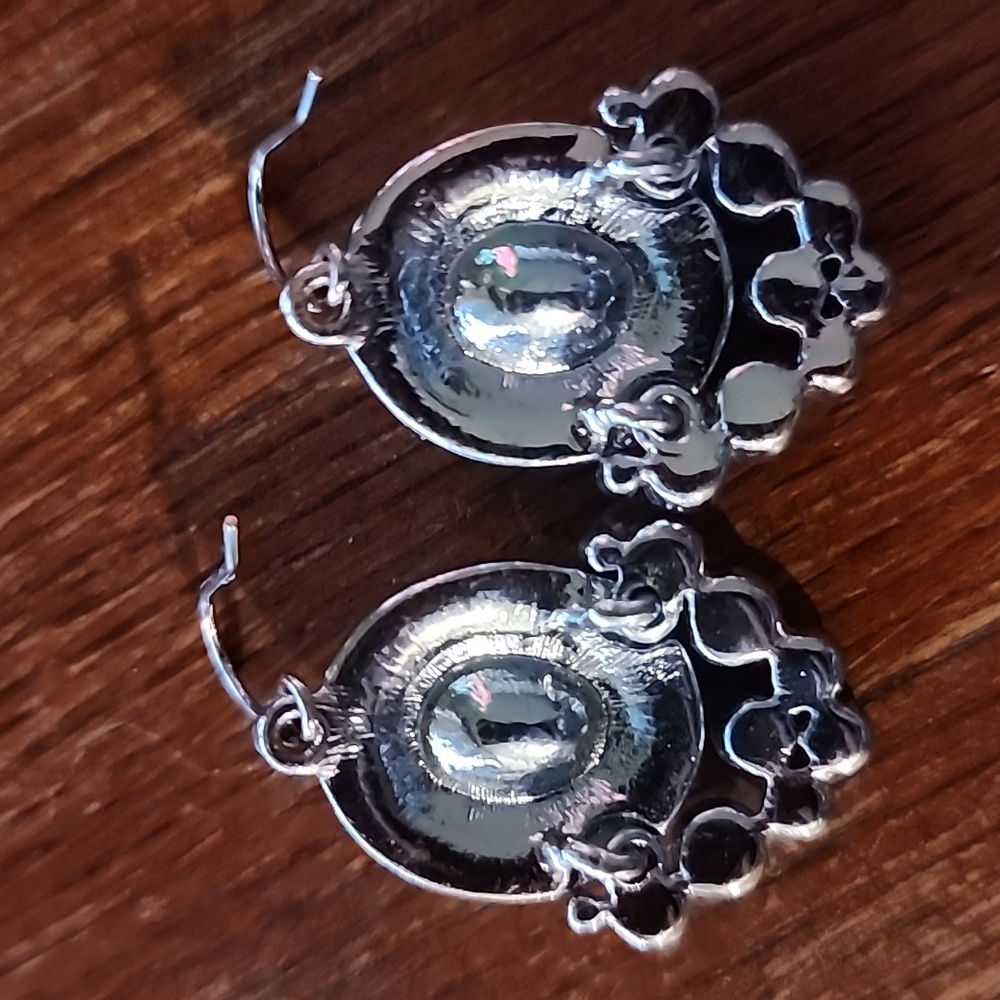 Silver Crystal Drop Earrings - Picture 2 of 2